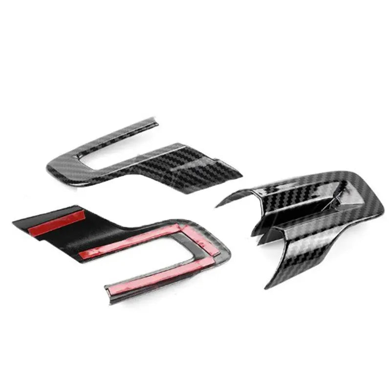 Three carbon fibre pattern steering wheel decoration pieces made from ABS plastic