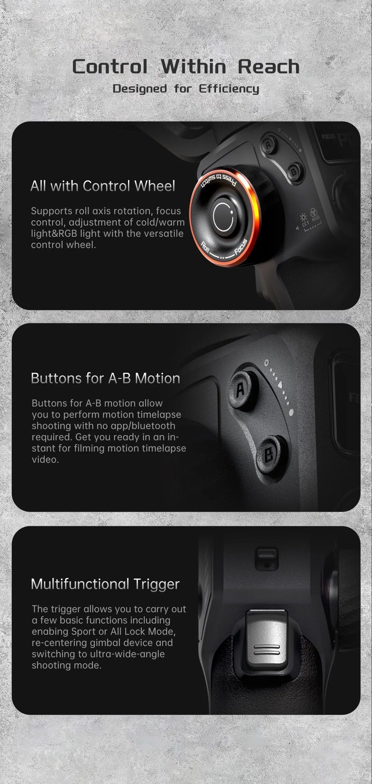 Black AI face tracking smartphone gimbal stabiliser with magnetic fill light attached and tripod extended.