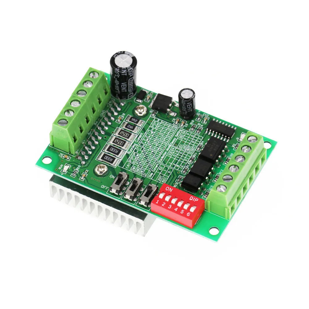 TB6560 stepper motor driver module on a blue PCB with aluminium heatsink