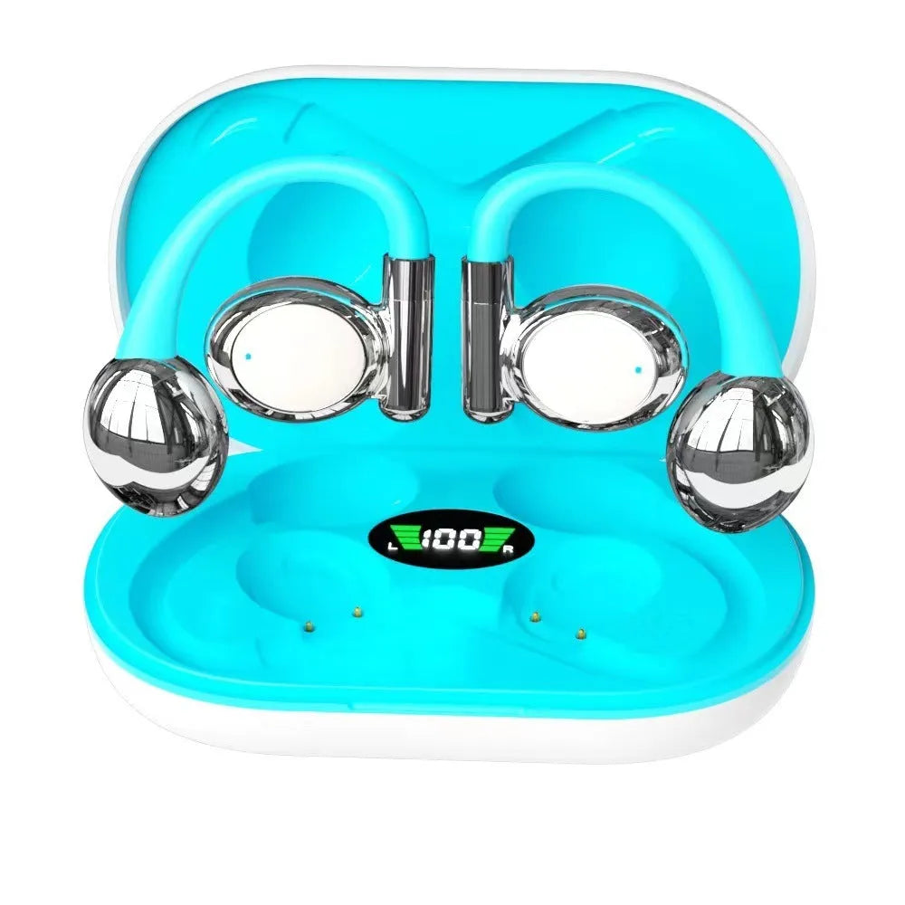 YYK-880 wireless noise reduction headset in black with bone conduction, digital display, USB charging