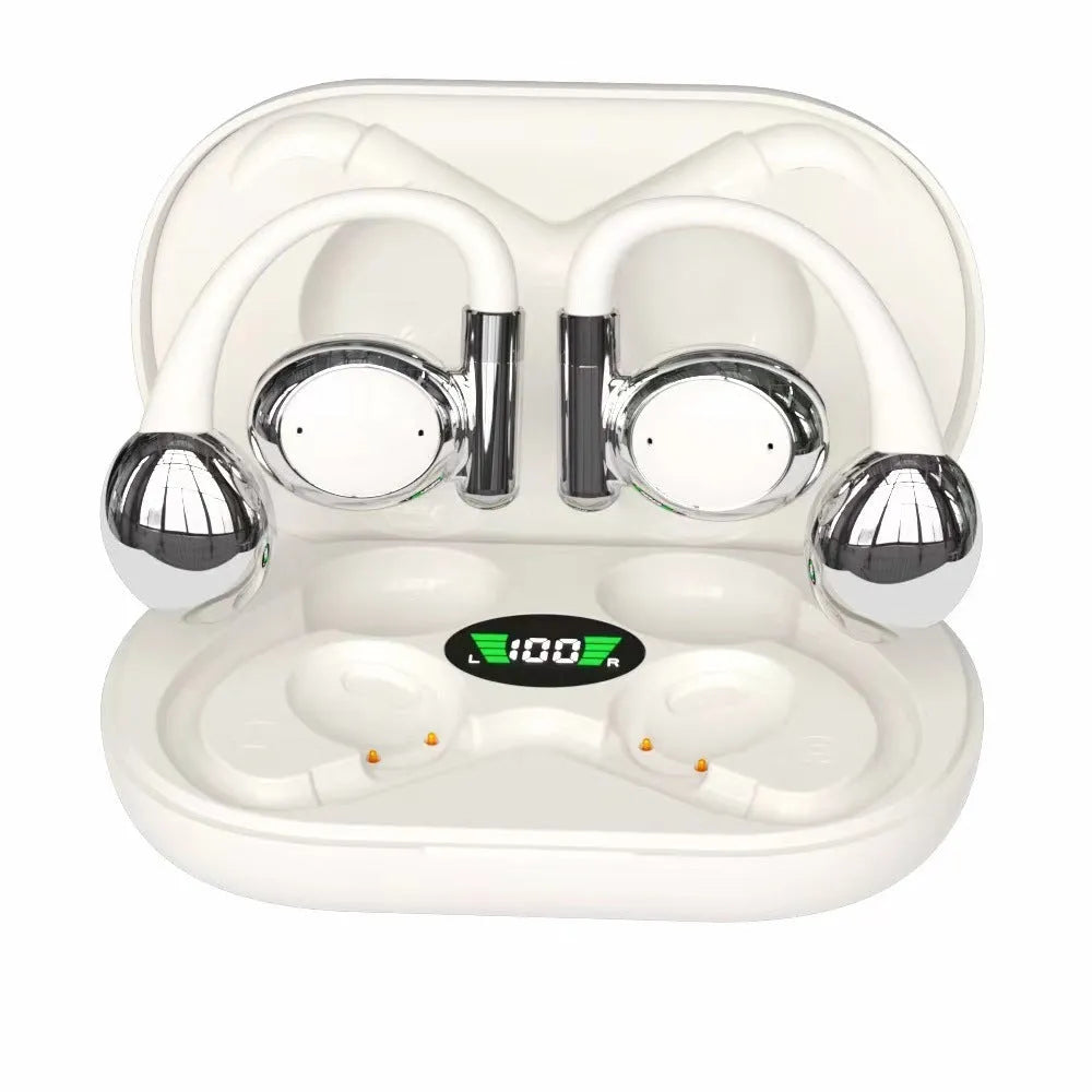 YYK-880 wireless noise reduction headset in black with bone conduction, digital display, USB charging