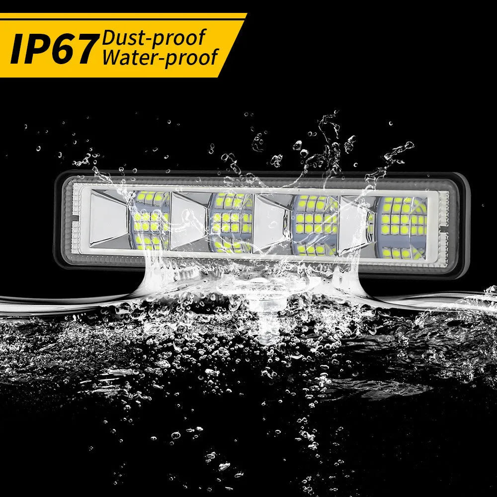 Set of four white aluminium car LED work lights for automotive and vehicle modification.
