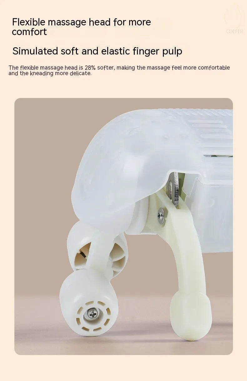 Creamy white rechargeable shoulder and neck massager with infrared physiotherapy function