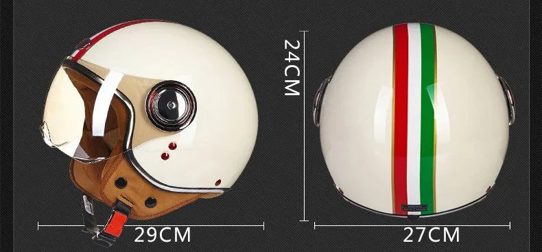 White, red, and green ABS half helmet for scrambling motorcycles and electric bicycles