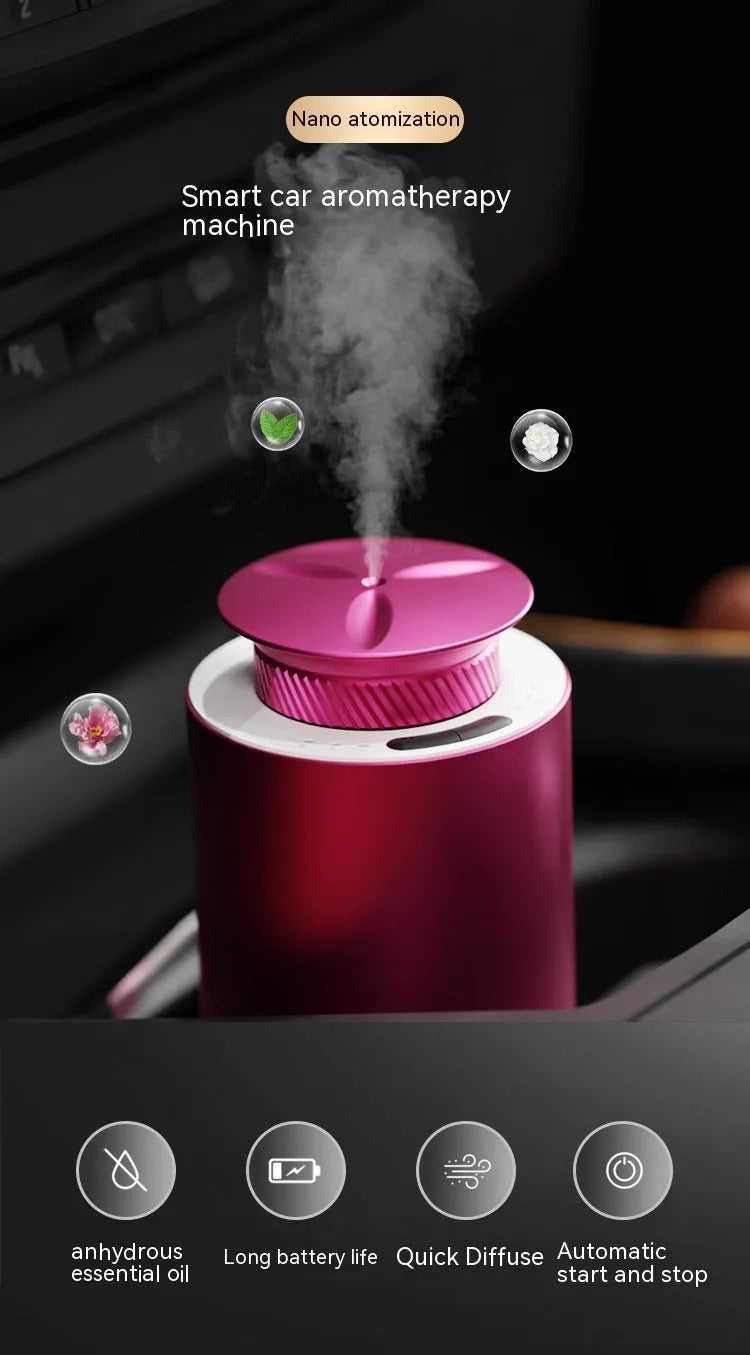Portable rechargeable car aroma diffuser in column shape with touch button controls