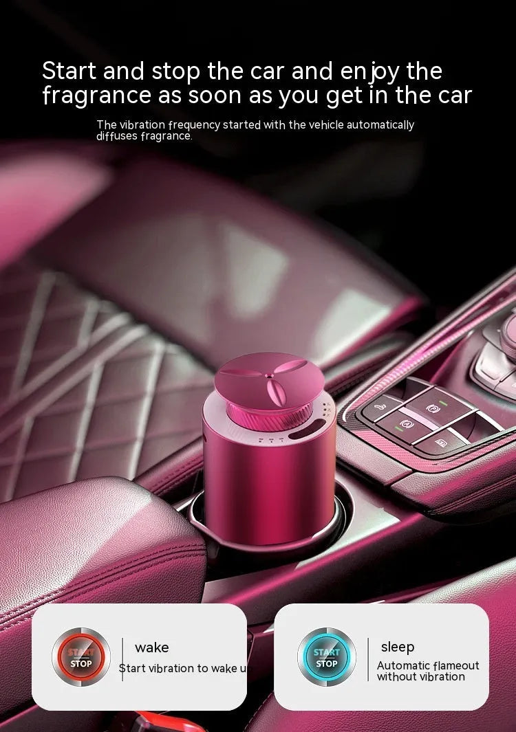 Portable rechargeable car aroma diffuser in column shape with touch button controls