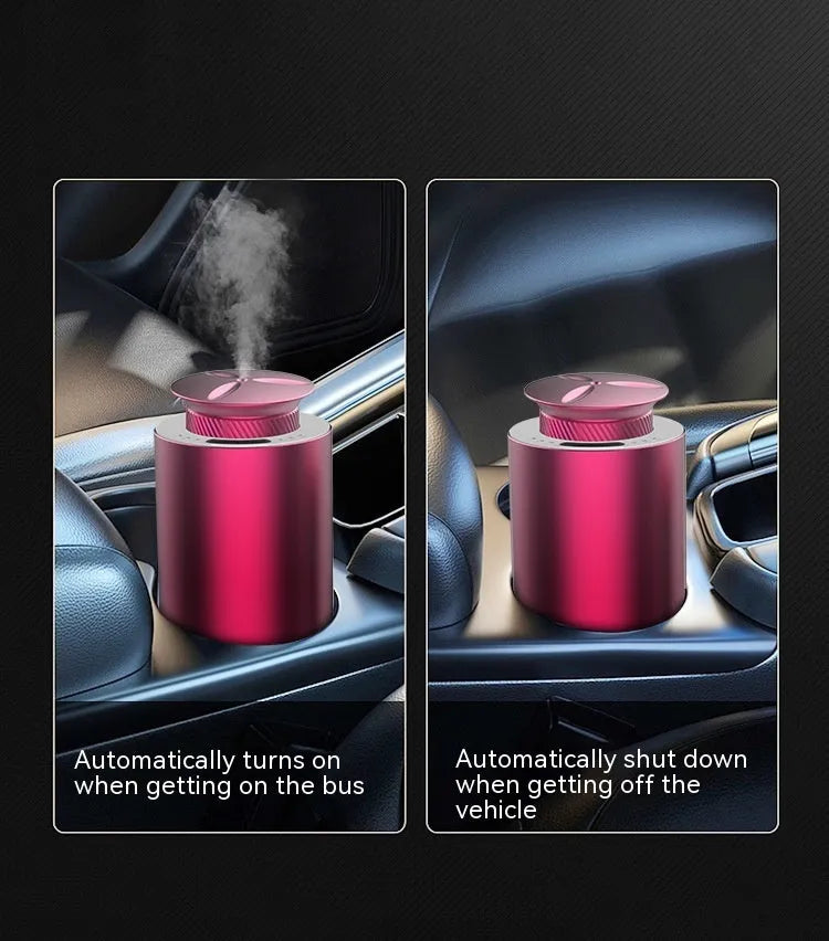 Portable rechargeable car aroma diffuser in column shape with touch button controls