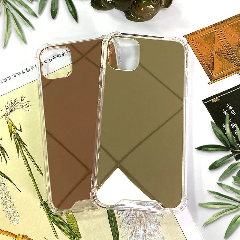 Silver mirror phone case for Apple iPhone with PC construction and fall protection