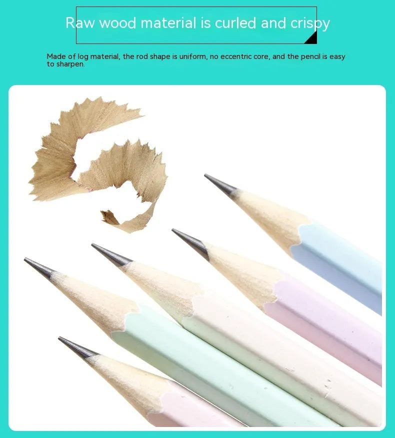Basswood six-angle thermal transfer pencil with natural wood finish and HB marking