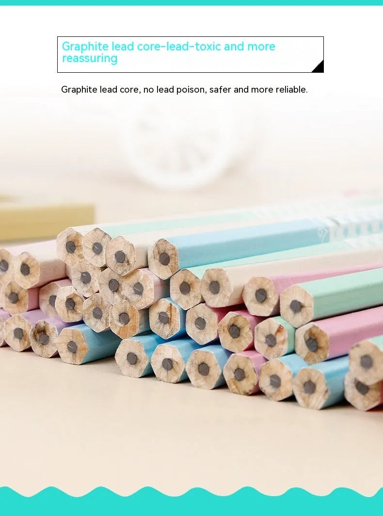Basswood six-angle thermal transfer pencil with natural wood finish and HB marking