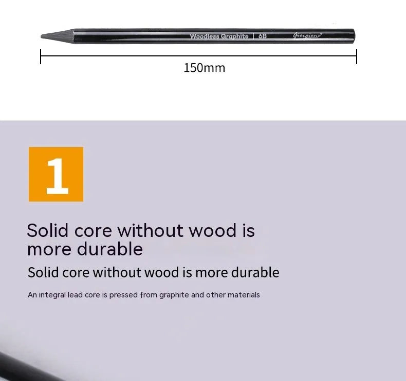 Set of nine drawing pencils with wooden shells, comprising six graphite and three carbonised pencils, on a suction card.