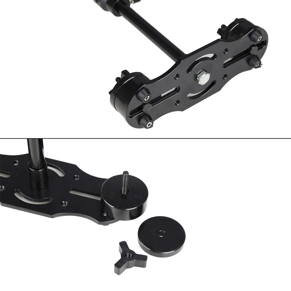 Black aluminium S40 S60 handheld camera stabiliser with adjustable height mechanism
