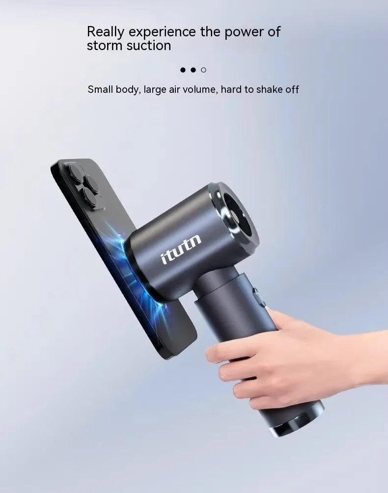Space grey handheld wireless car vacuum cleaner and inflator with brushless motor