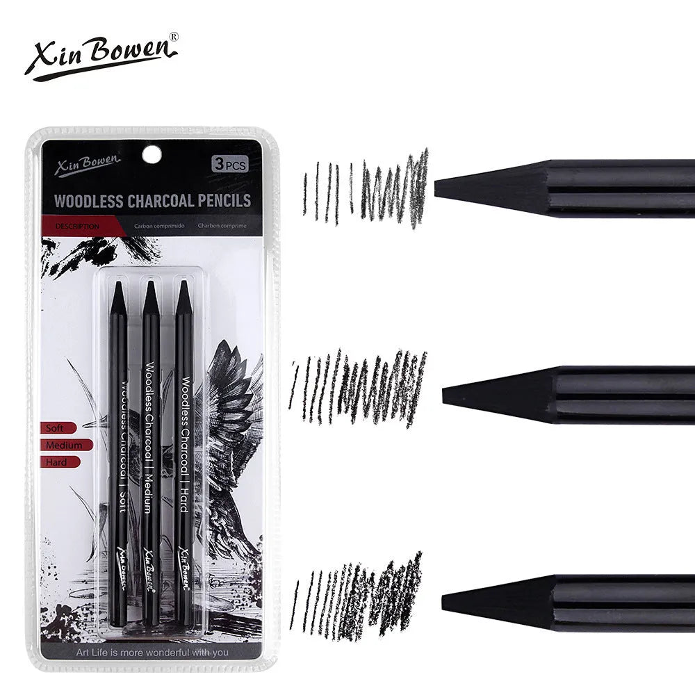 Set of wood-free graphite sketching pencils in grades HB, 2B, 4B, 6B, 8B, and EE.