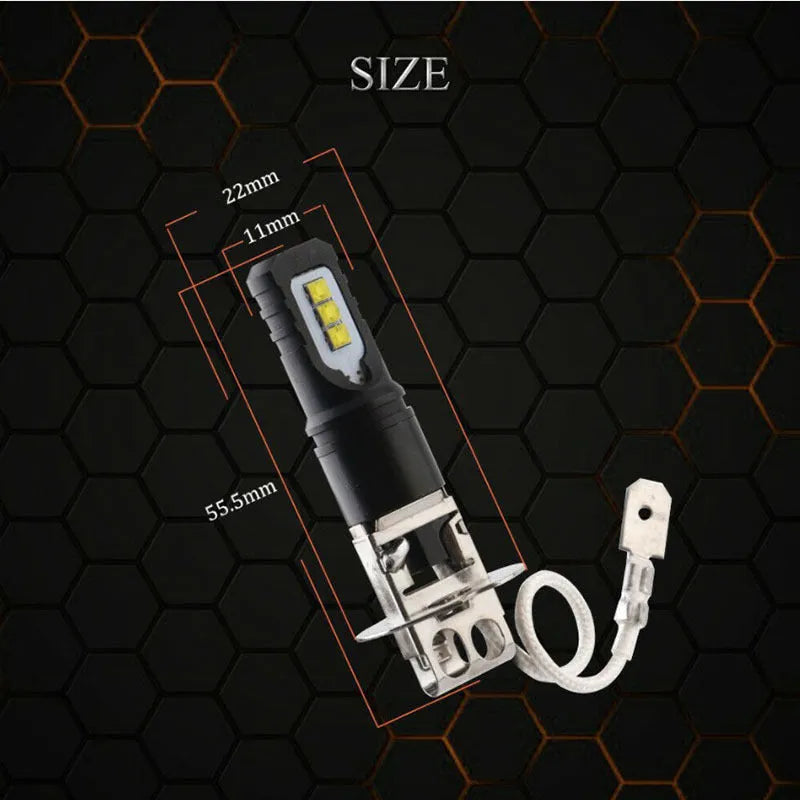 Aluminium alloy car fog light bulb with H1 H3 compatibility and 6500K white light output