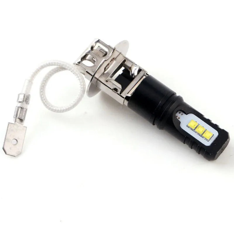 Aluminium alloy car fog light bulb with H1 H3 compatibility and 6500K white light output