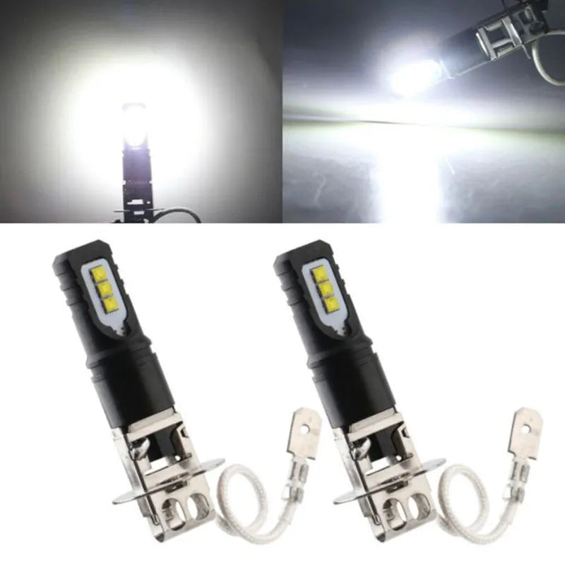 Aluminium alloy car fog light bulb with H1 H3 compatibility and 6500K white light output