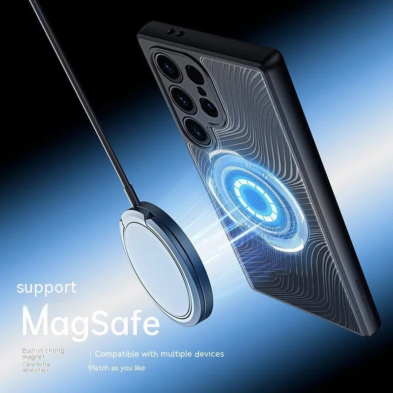 Black frosted magnetic phone case for Samsung S24 S24 Plus S24 Ultra with anti-fingerprint finish