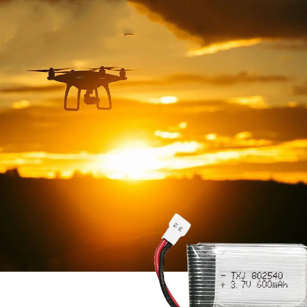37V 600mAh UAV lithium polymer battery with 25C discharge, protection board, small white head plug, 45x25x8mm