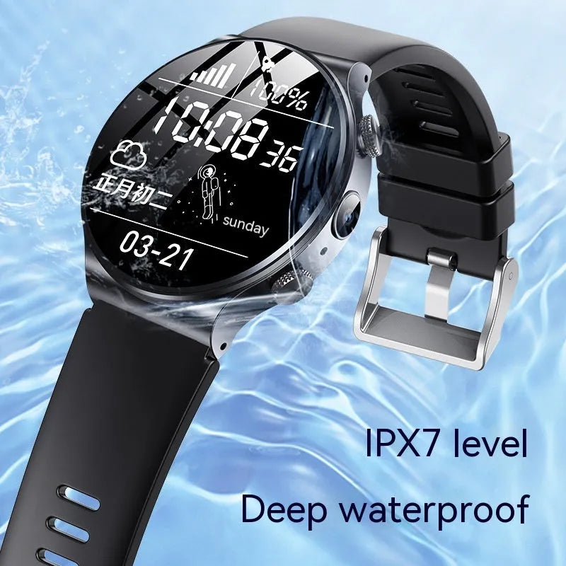 Black and white video smart watch with 1.28 inch touchscreen display
