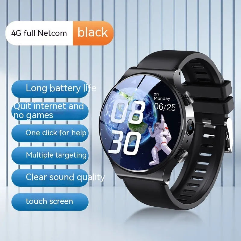 Black and white video smart watch with 1.28 inch touchscreen display