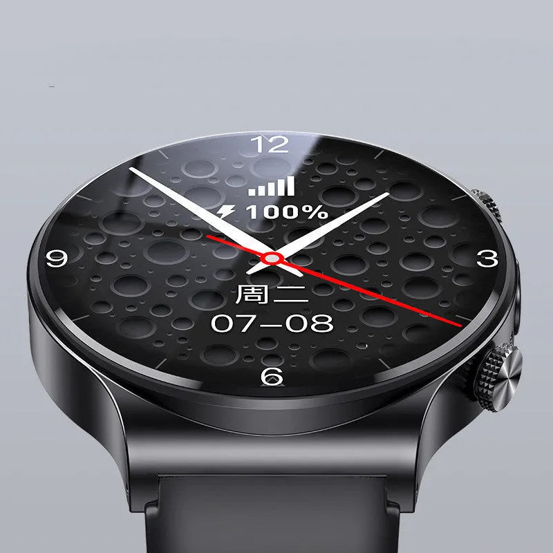 Black and white video smart watch with 1.28 inch touchscreen display