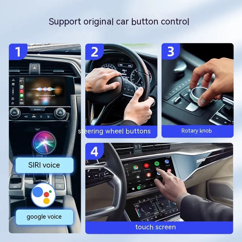 Car wireless entertainment box with 2Air protocol conversion and 76mm compact dimensions