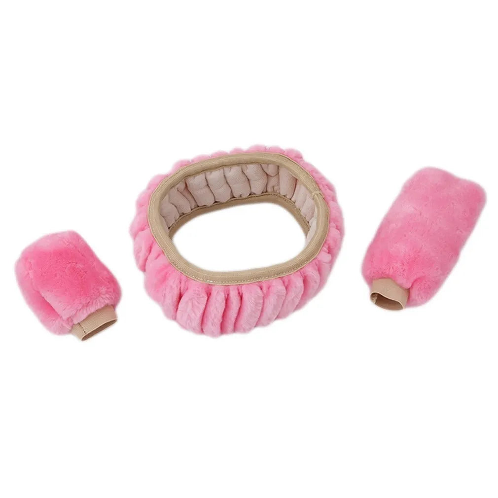 Winter plush car steering wheel cover set with gear knob and handbrake covers in multiple colour options