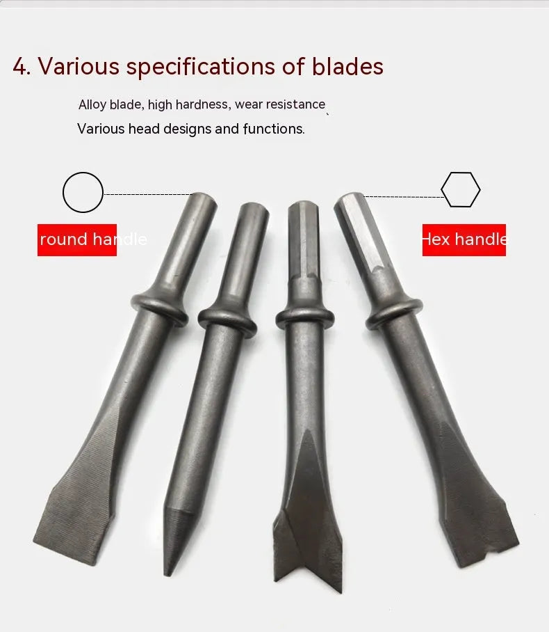 150mm steel air hammer tool with hex and round handle options for brake and rust removal