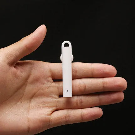 Compact wireless Bluetooth headset showing black and white colour options with 5.6cm dimensions