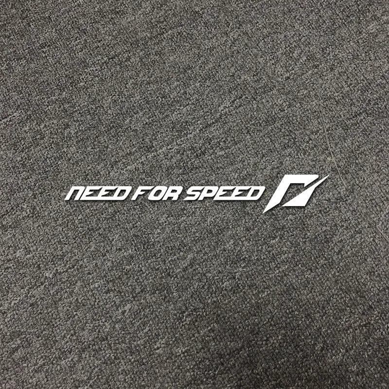 Need For Speed windshield and side car sticker decal in white, rose, or silver, showing 55cm and 90cm length options.