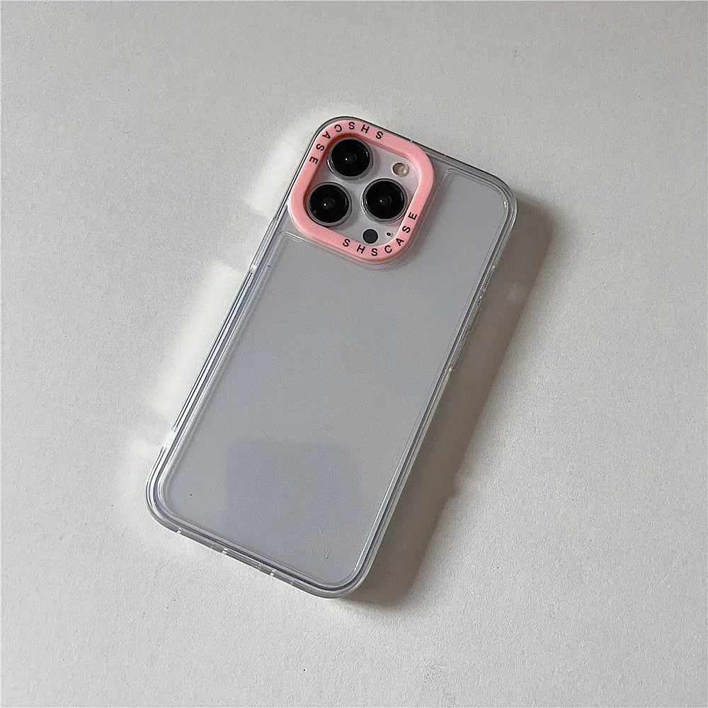 Transparent TPU photo frame phone case for iPhone with green trim