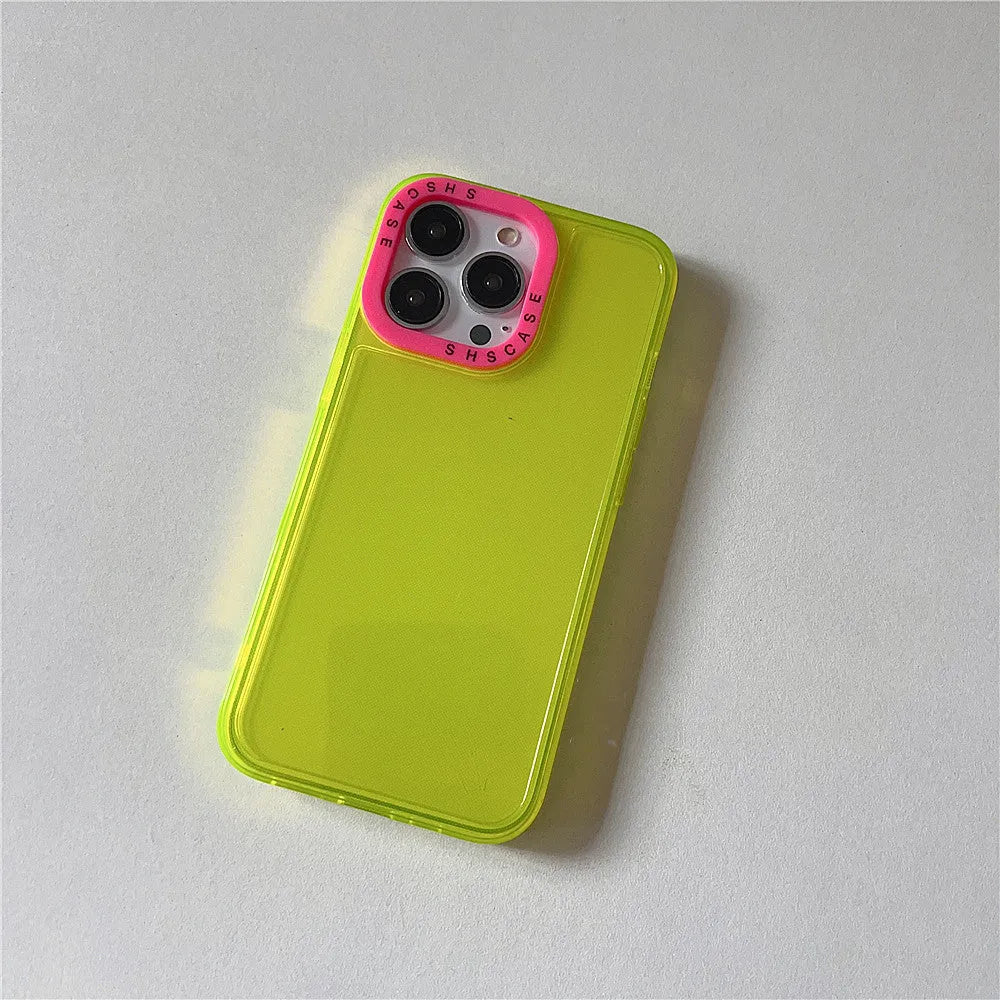 Transparent TPU photo frame phone case for iPhone with green trim