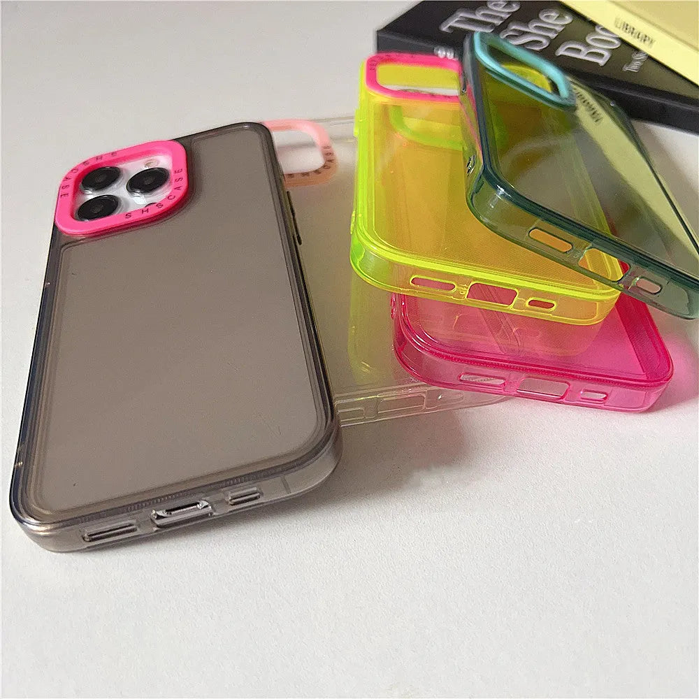 Transparent TPU photo frame phone case for iPhone with green trim