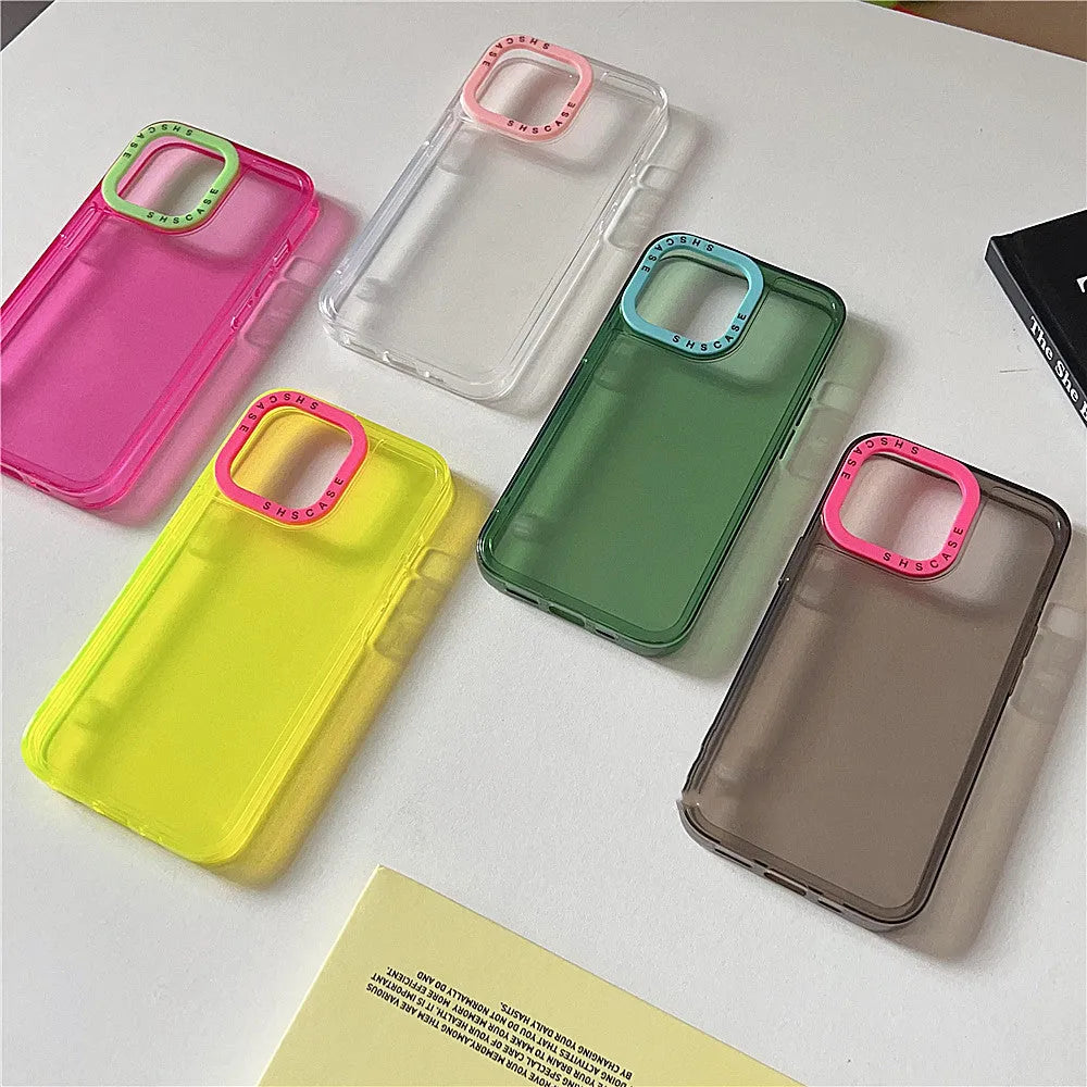 Transparent TPU photo frame phone case for iPhone with green trim