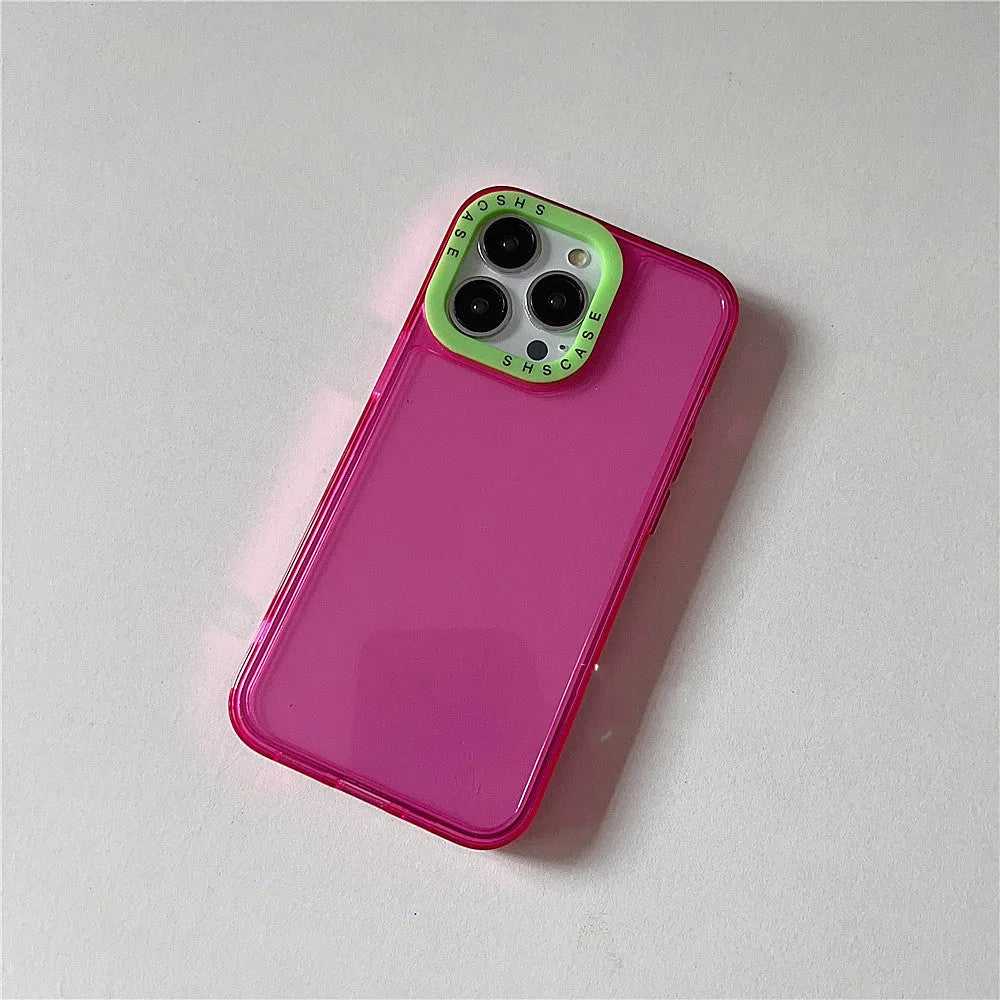 Transparent TPU photo frame phone case for iPhone with green trim