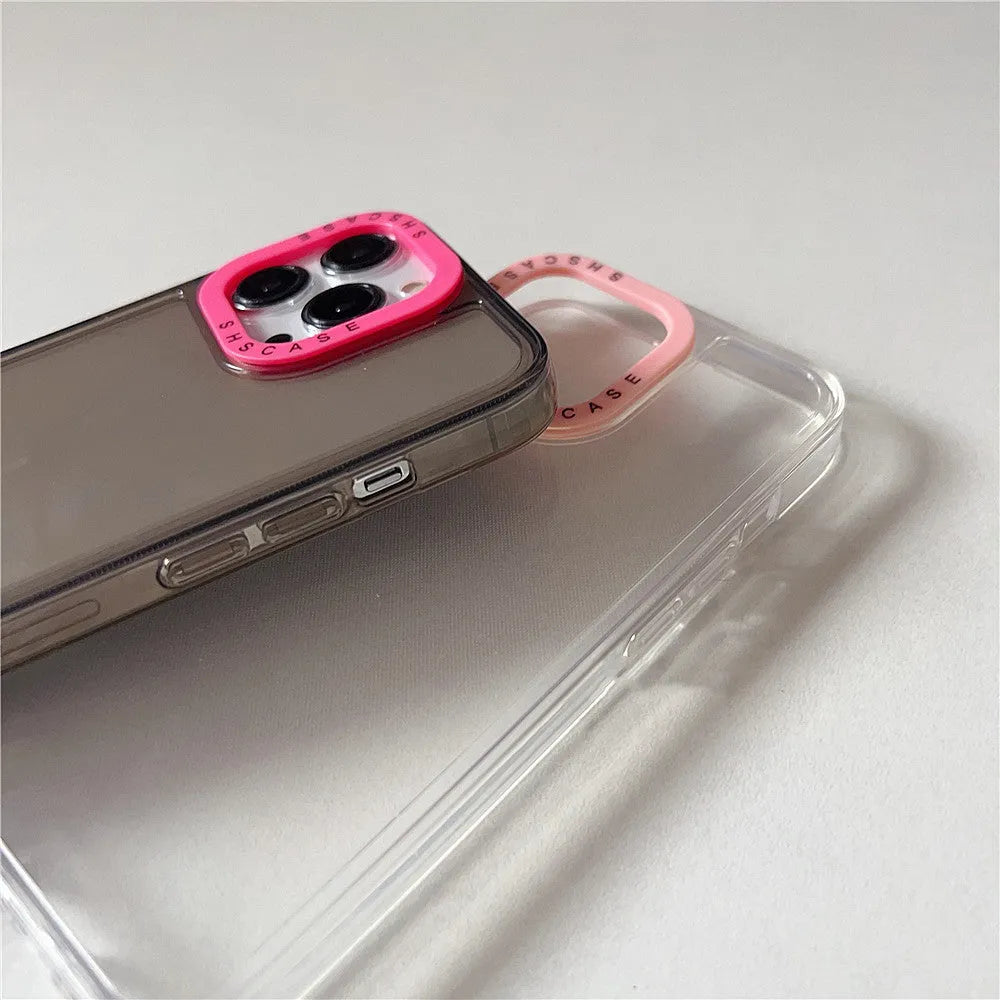Transparent TPU photo frame phone case for iPhone with green trim