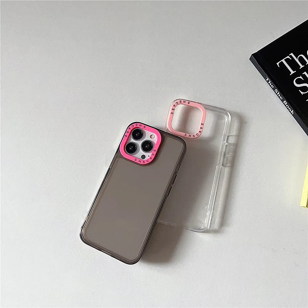 Transparent TPU photo frame phone case for iPhone with green trim