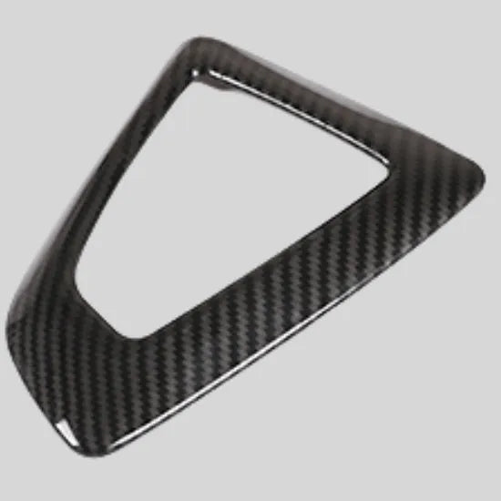 BMW carbon fibre pattern gear base frame for dashboard, left titanium colour, 13x9 cm.