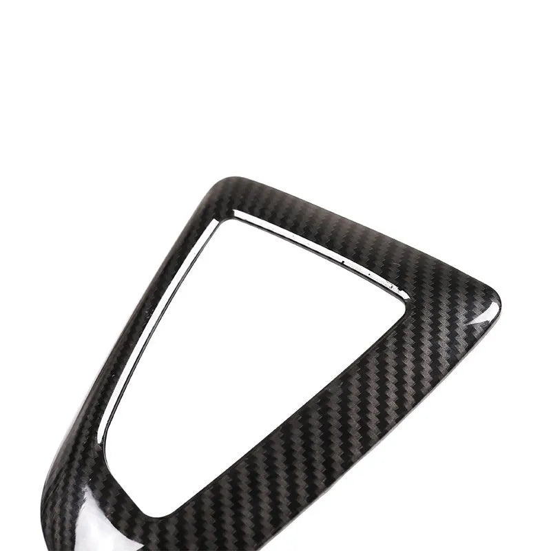BMW carbon fibre pattern gear base frame for dashboard, left titanium colour, 13x9 cm.