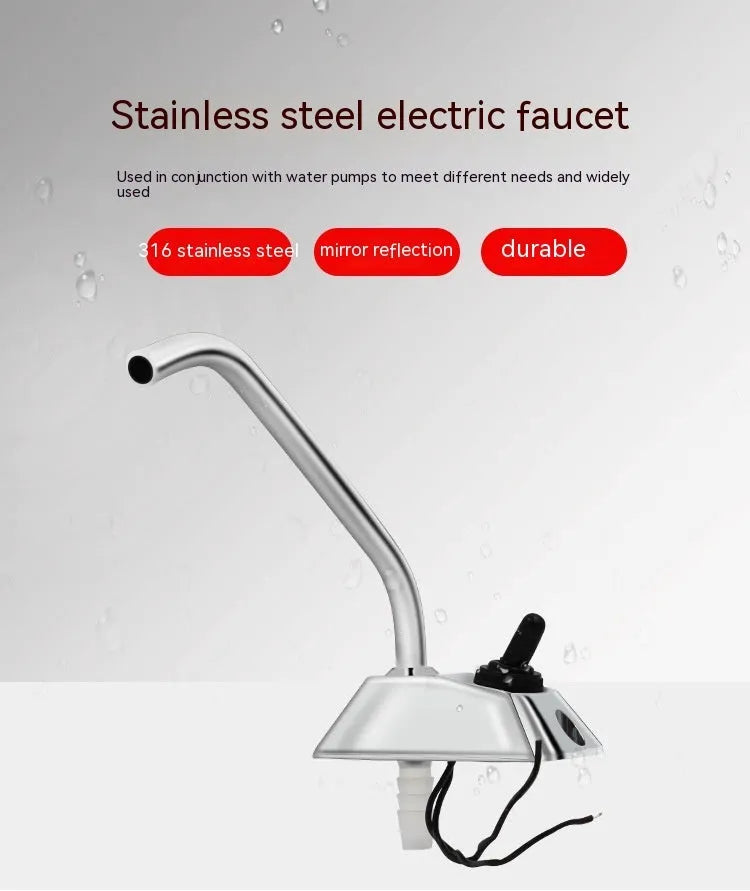 Electronic control RV faucet with 316 stainless steel construction and rotating design