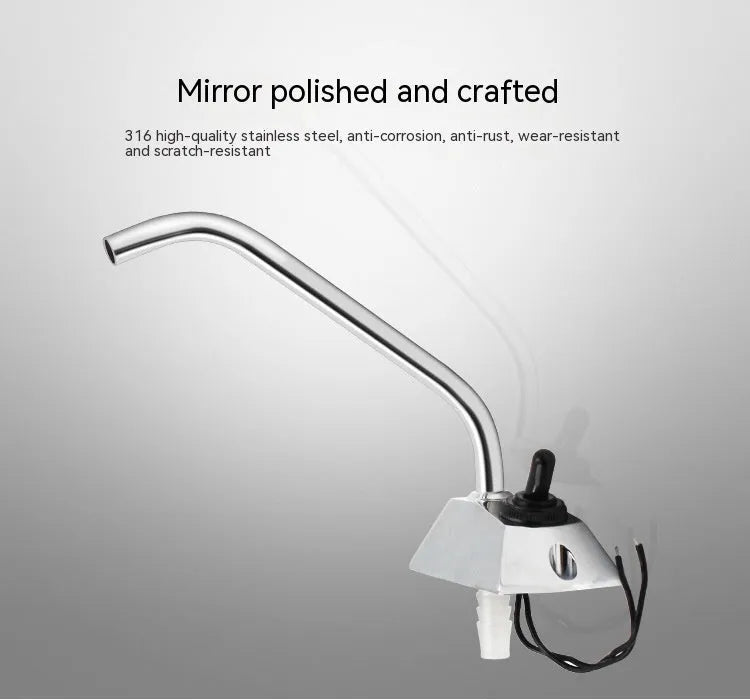 Electronic control RV faucet with 316 stainless steel construction and rotating design