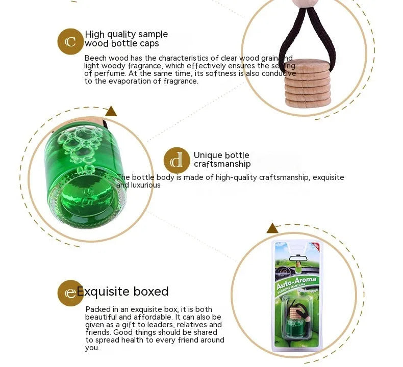 Glass bottle car air freshener hanging ornament with 55g scented gel