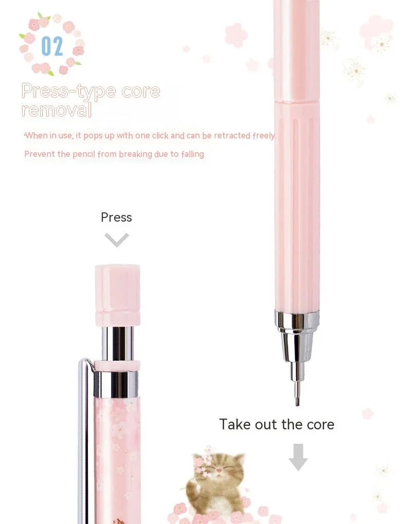 Sakura law cartoon style automatic pencil set with three coloured pencils and boxes of 0.5mm HB refills.