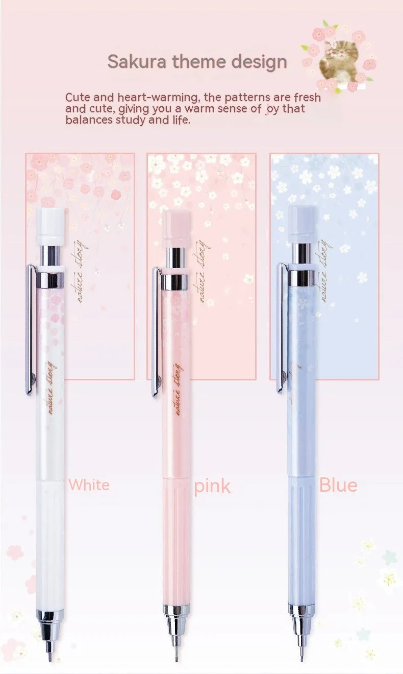 Sakura law cartoon style automatic pencil set with three coloured pencils and boxes of 0.5mm HB refills.