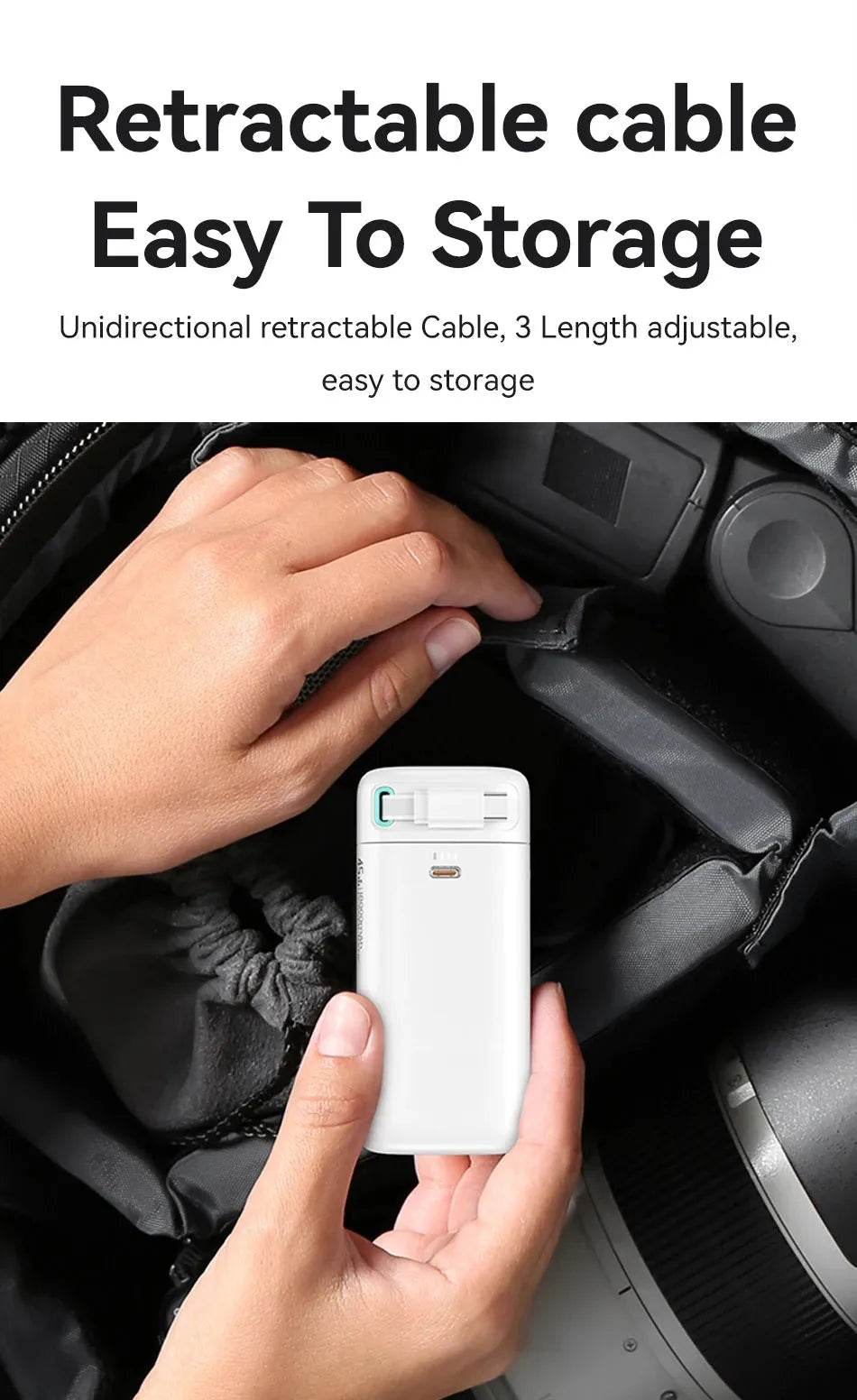 PD45w fast charging power bank 18000mAh with magnetisation nanowire in Lightning Black