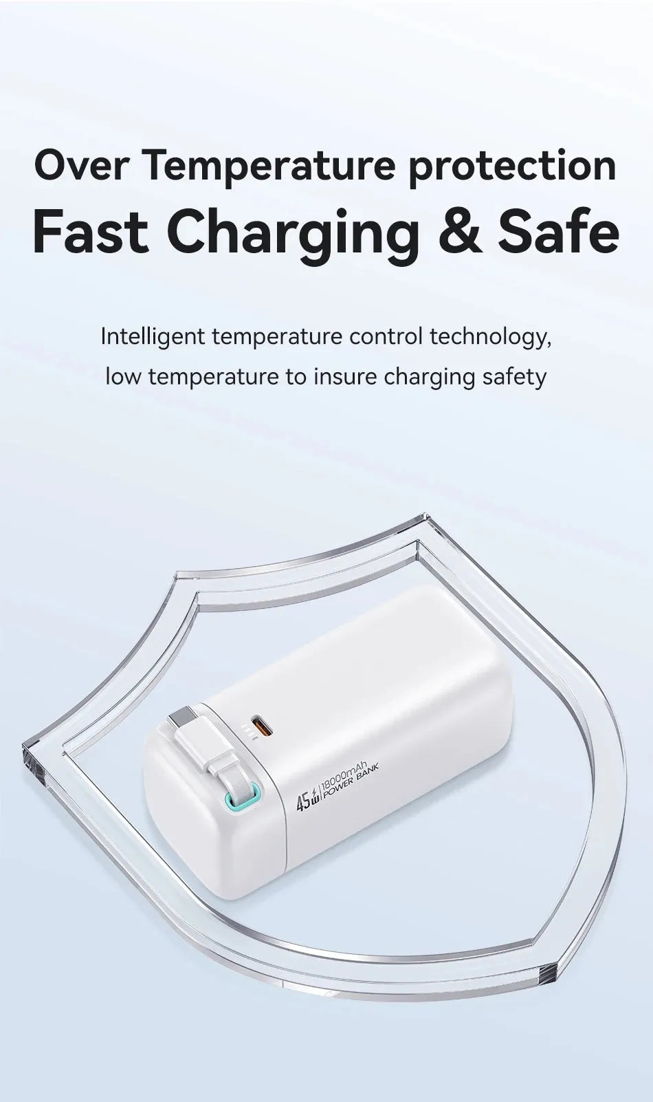 PD45w fast charging power bank 18000mAh with magnetisation nanowire in Lightning Black