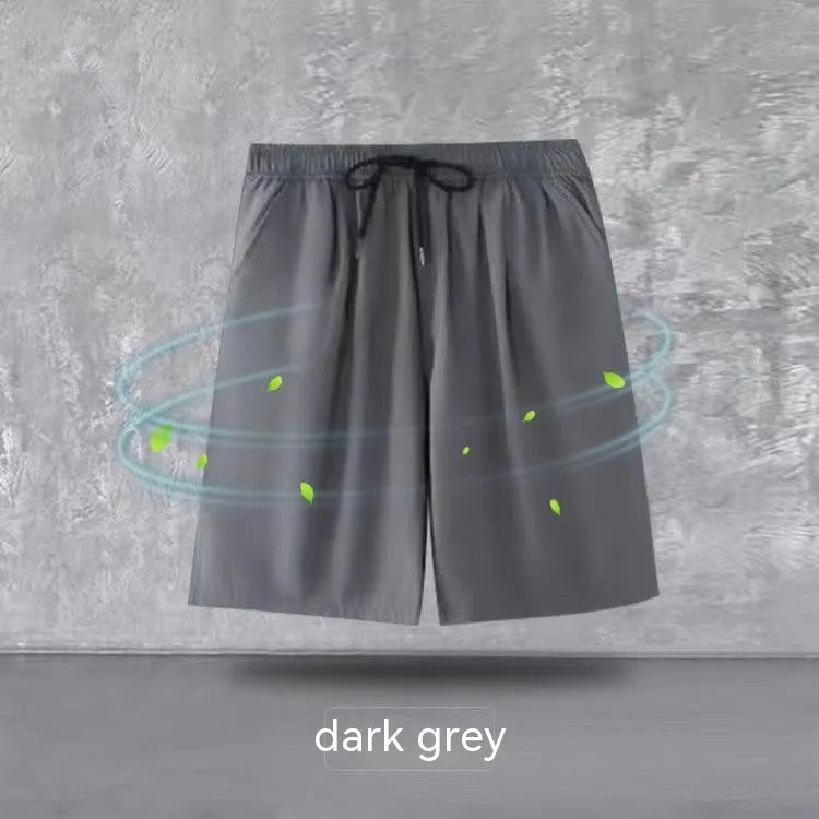 Men's summer loose fit polyester sports shorts in Black Ice Silk colour