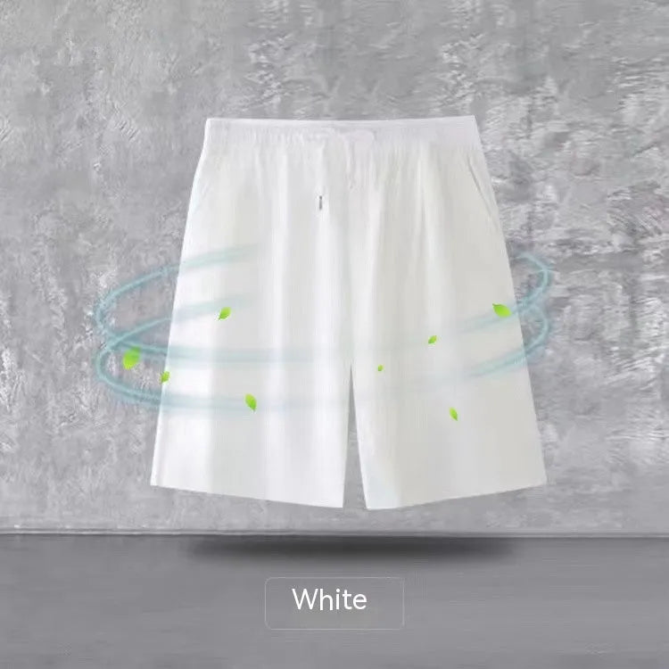 Men's summer loose fit polyester sports shorts in Black Ice Silk colour