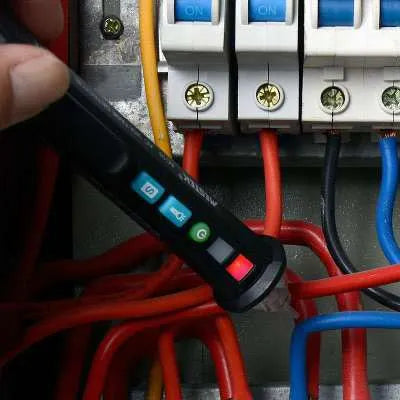 Black intelligent voltage detection pen with sensor tip for live and neutral wire testing.